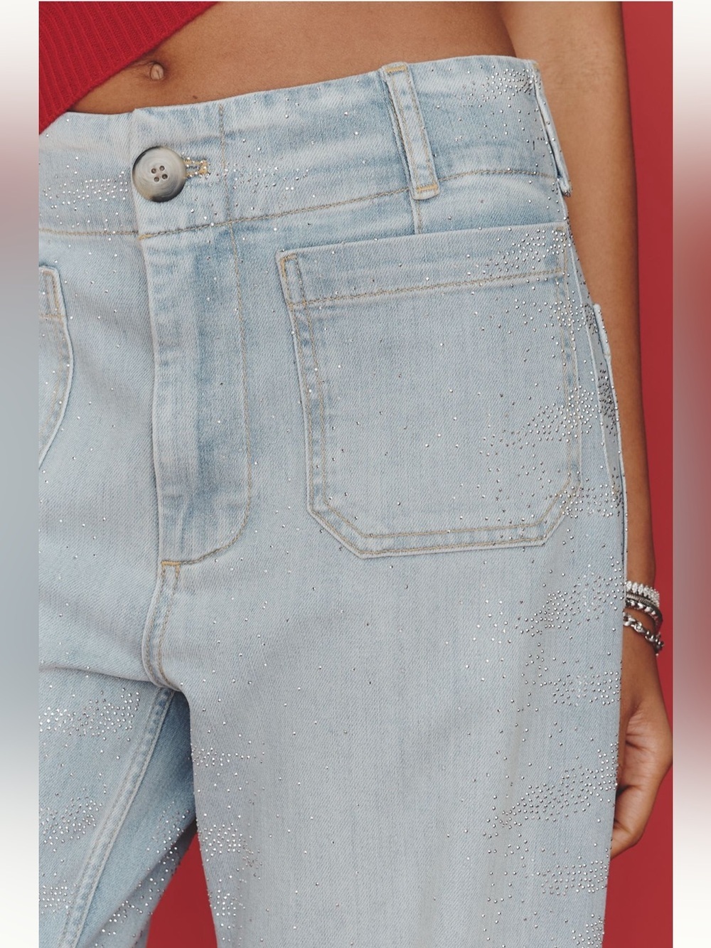 Anthropologie Maeve Collette Full Length Sparkle Jeans- size 26 - Picture 3 of 11